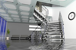 an office building flooded