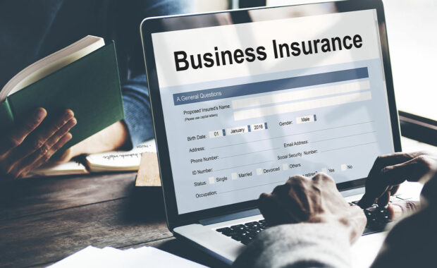 Business insurance on laptop