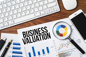 a business valuation with detailed graphs and spreadsheets
