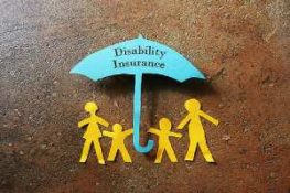 A Paper cut out of a family under a paper Disability Insurance umbrella