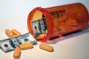 Money and pills pour out of a pill bottle representing affordable EPO Insurance Plan premiums