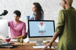 A group of employee of a nonprofit organization. Nonprofits can offer many of the same benefits as for-profits