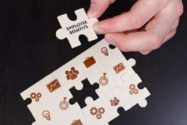 A puzzle piece with employee benefits. Businesses often seek new ways to enhance their employee benefits packages