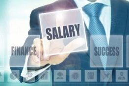 man selecting salary option on virtual screen