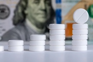 pills stack and money for rising drug prices idea